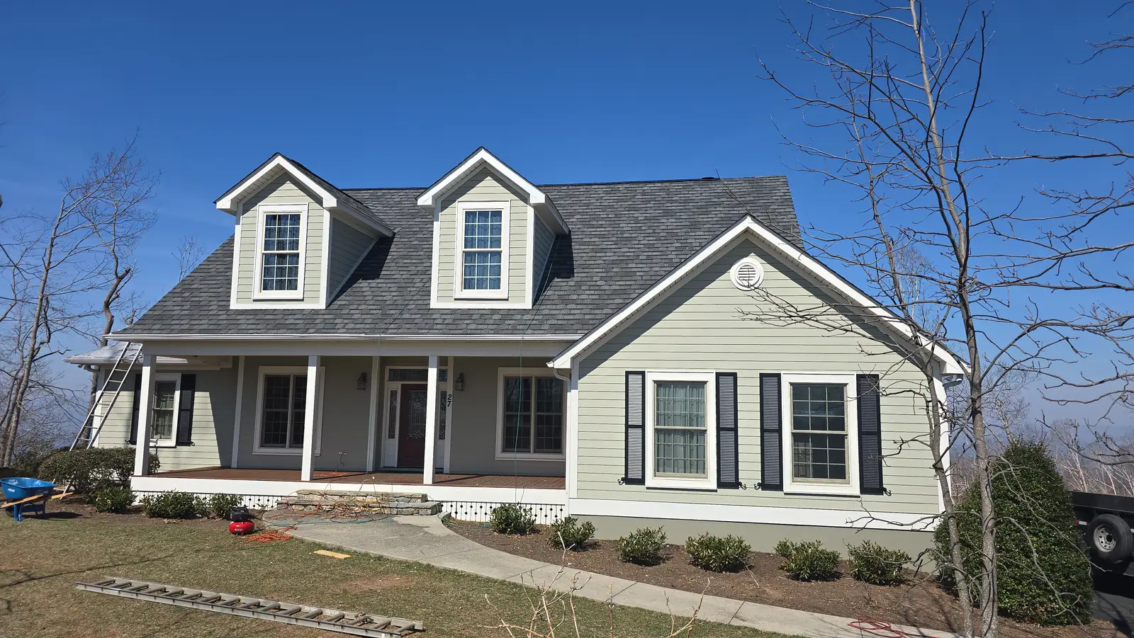 Completed shingle roof replacement home